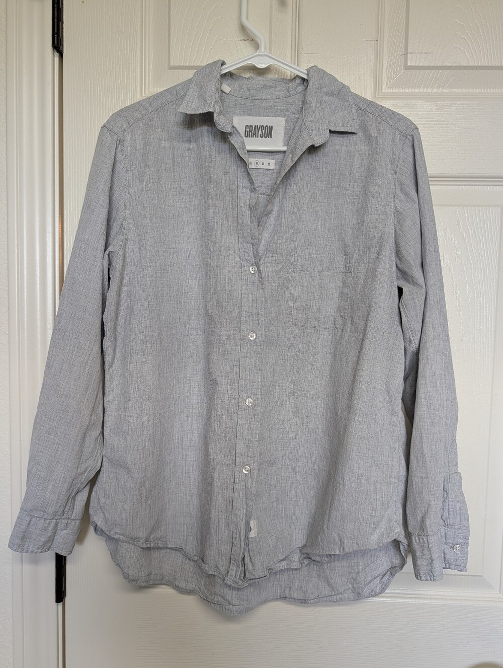 Grayson Hero Button Up Shirt Gray 100% Cotton Womens 3 Medium Frank & Eileen